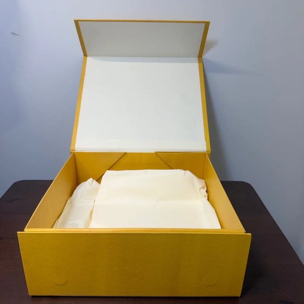 Fendi Roma Empty Yellow Magnetic Gift Box 9.5x8.5x4 Authentic Packaging w Tissue